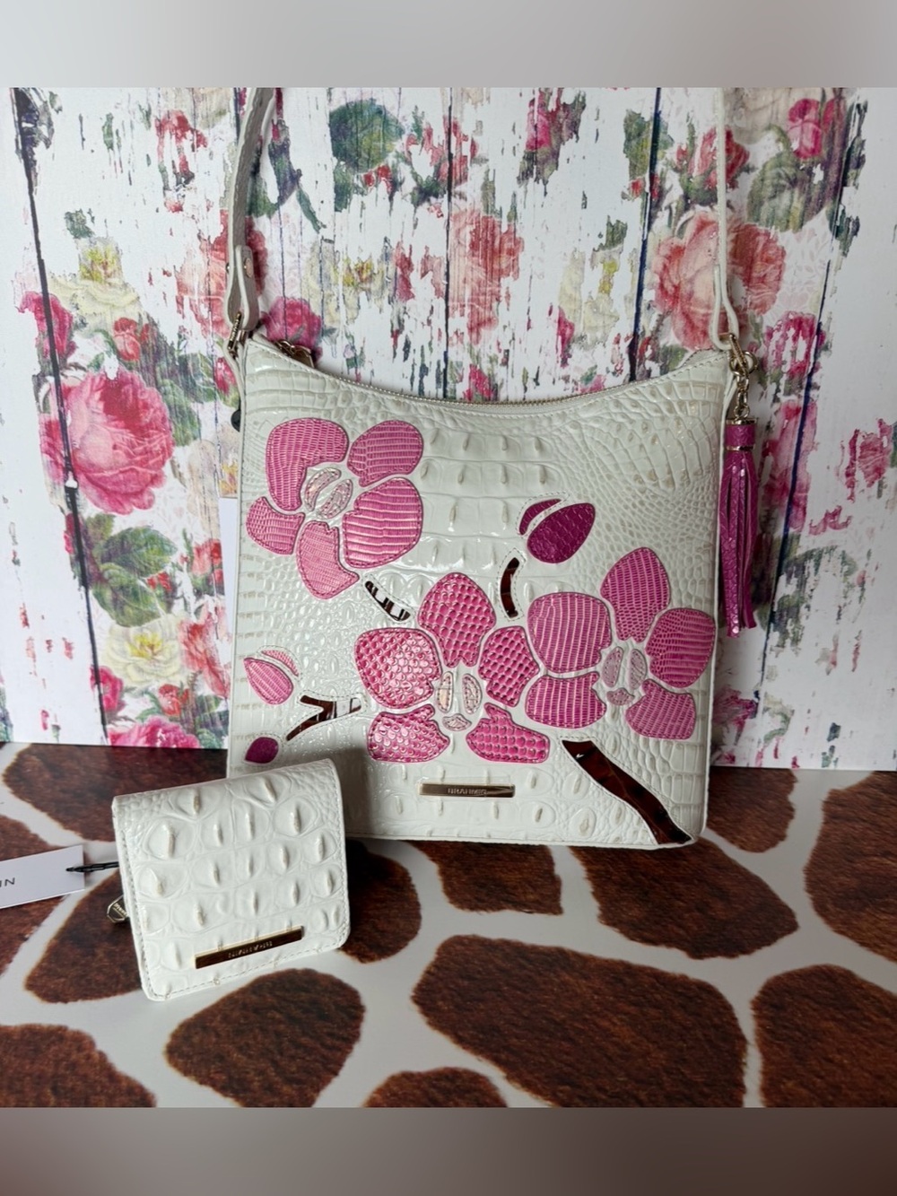 SET FIRM ~ Brahmin Katie Sea Salt White Anabas NWT and Jane Sea Salt Wallet NWT
